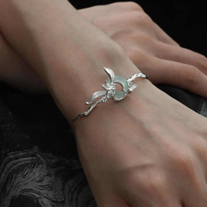 Pulsera de protección de jade y cuarcita con hebilla de paz de iris en plata de ley 925 con Buddha Stones - image 5