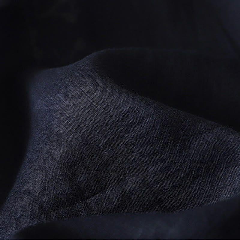 Camisa de lino y algodón con bordado simétrico de Buddha Stones para mujer, de media manga - image 4