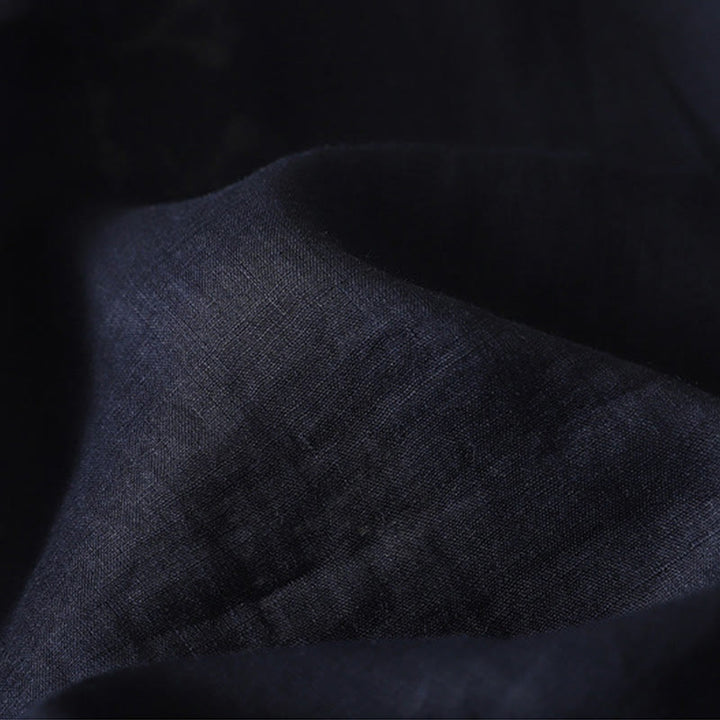 Camisa de lino y algodón con bordado simétrico de Buddha Stones para mujer, de media manga - image 4