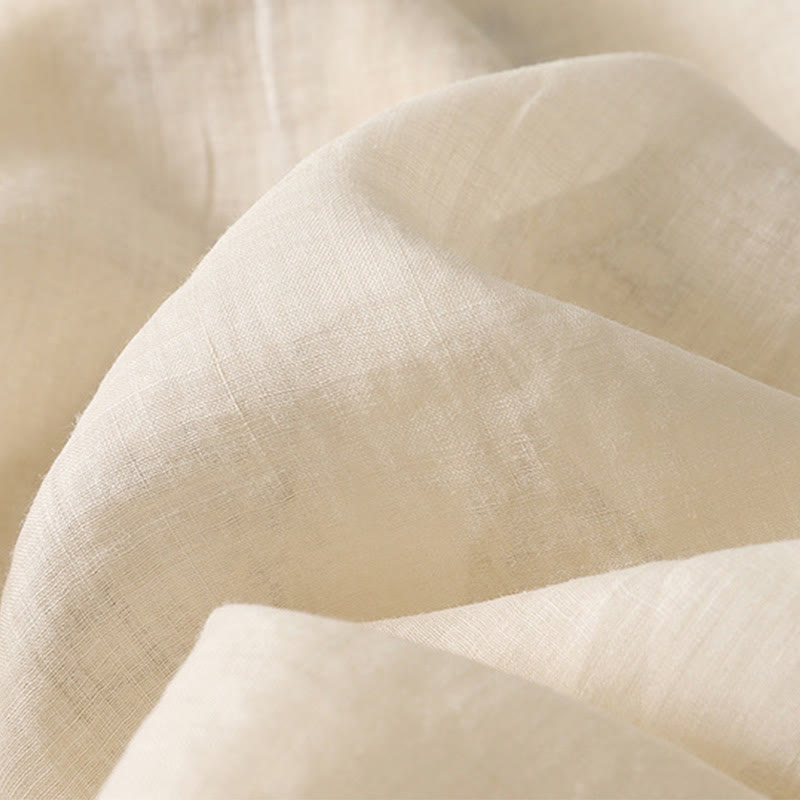 Camisa de lino y algodón con bordado simétrico de Buddha Stones para mujer, de media manga - image 20