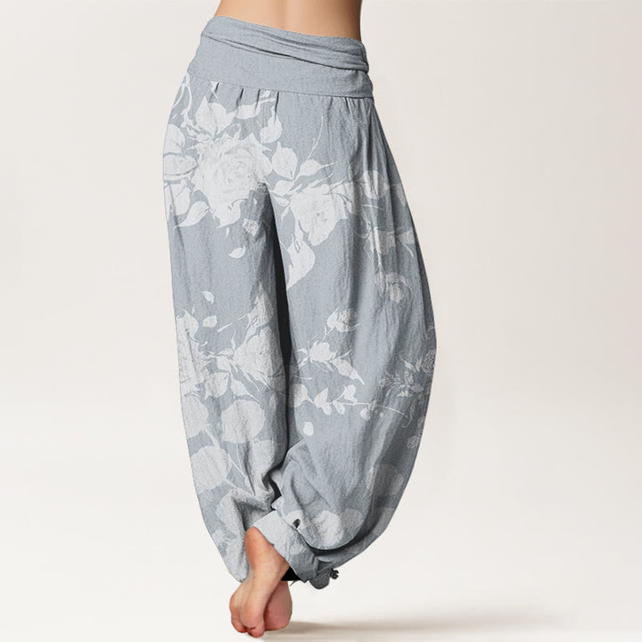 Pantalones Buddha Stones de algodón puro con estampado de flores en flor y capullos para mujer, cintura elástica - image 7