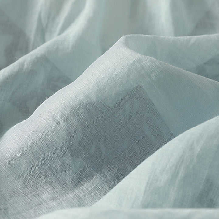 Camiseta informal de algodón y lino para mujer, de media manga, con cuello en V y bordado de Buddha Stones - image 10