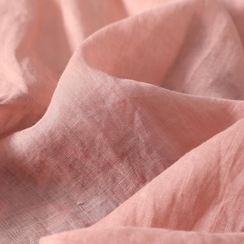 Camiseta informal de algodón y lino para mujer, de media manga, con cuello en V y bordado de Buddha Stones - image 17