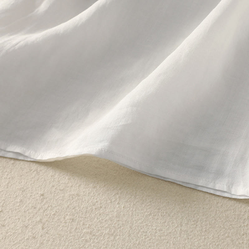 Camiseta informal de algodón y lino para mujer, de media manga, con cuello en V y bordado de Buddha Stones - image 25