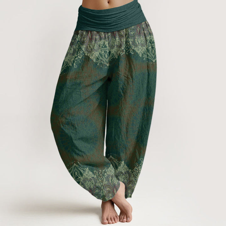 Pantalones harén de algodón puro con estampado de mandala y Buddha Stones para mujer, informales, con cintura elástica - Verdemar - US22，UK/AU26，EU54 (6XL) - image 9