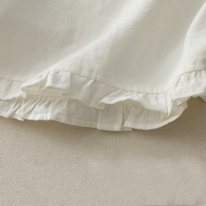 Camiseta informal de poliéster con cuello redondo, volantes y dobladillo con lazo para mujer Buddha Stones - image 11