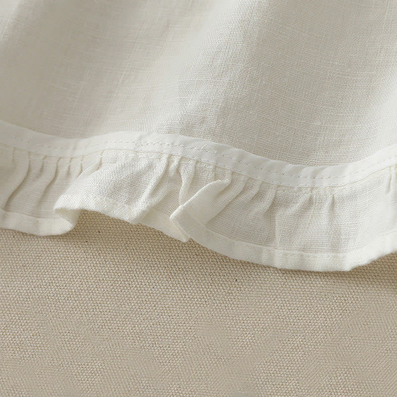 Camiseta informal de poliéster con cuello redondo, volantes y dobladillo con lazo para mujer Buddha Stones - image 8