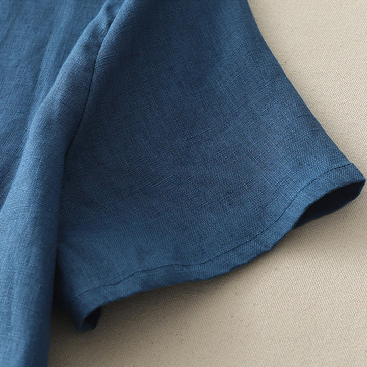 Camiseta informal de poliéster con cuello redondo, volantes y dobladillo con lazo para mujer Buddha Stones - image 14