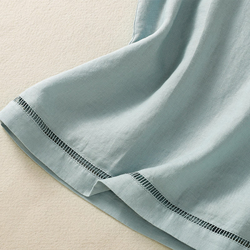 Chaleco sin mangas de algodón para mujer con diseño de botones y cuello redondo sencillo con Buddha Stones - image 12