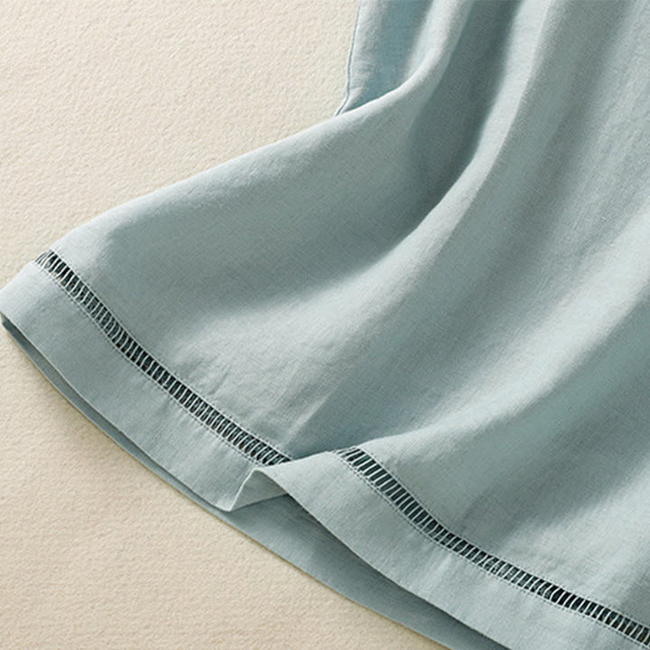 Chaleco sin mangas de algodón para mujer con diseño de botones y cuello redondo sencillo con Buddha Stones - image 12