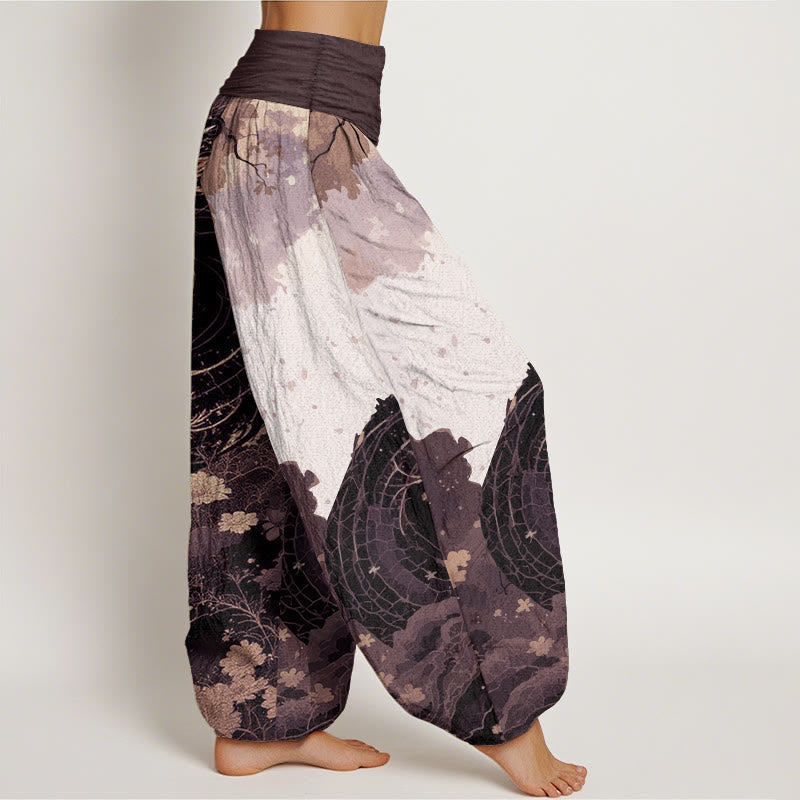 Pantalones Buddha Stones de algodón puro con estampado de dragón y árbol antiguo para mujer, cintura elástica - image 8