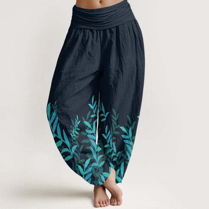 Pantalones harén de algodón puro con estampado de Buddha Stones para mujer, cintura elástica - Gris pizarra oscuro - US22，UK/AU26，EU54 (6XL) - image 9