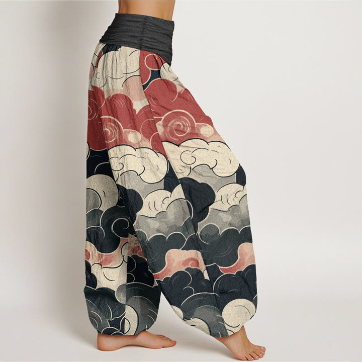 Pantalones Buddha Stones de algodón puro con diseño de nubes auspiciosas para mujer, con cintura elástica - image 2