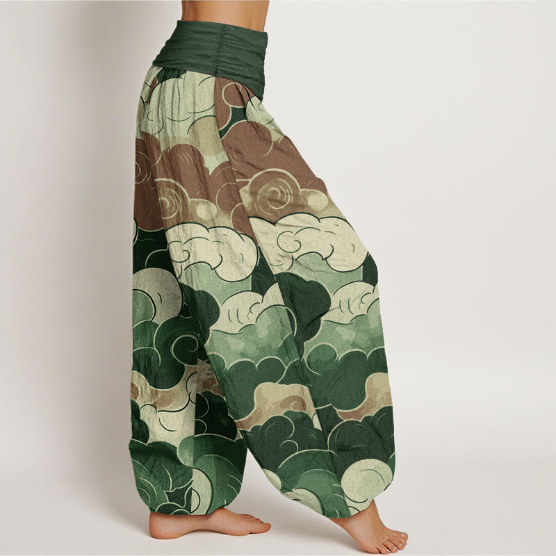 Pantalones Buddha Stones de algodón puro con diseño de nubes auspiciosas para mujer, con cintura elástica - image 11