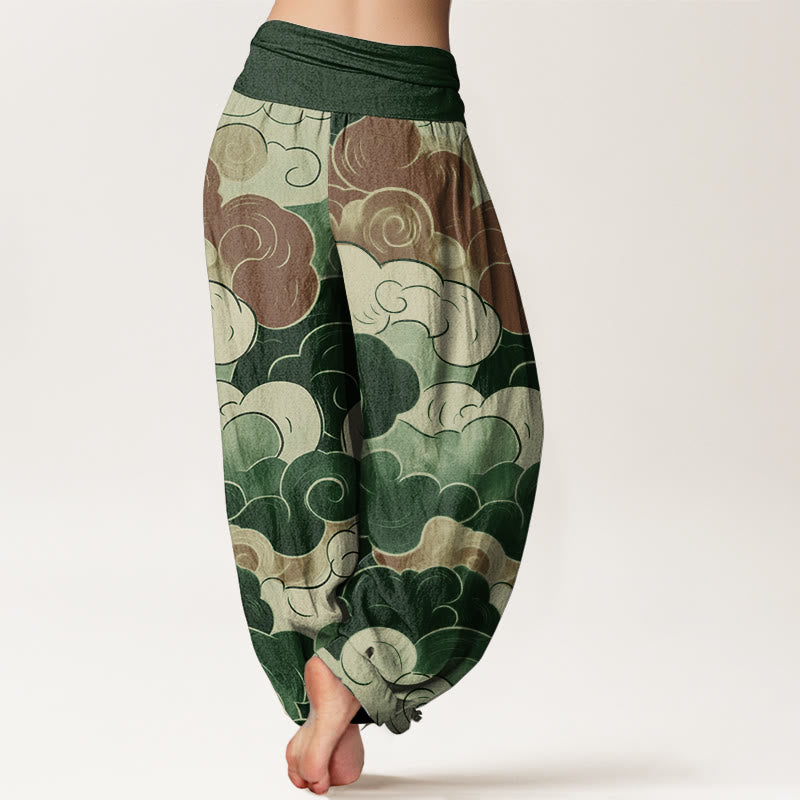 Pantalones Buddha Stones de algodón puro con diseño de nubes auspiciosas para mujer, con cintura elástica - image 10