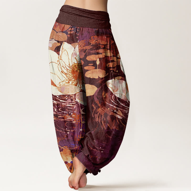 Pantalones bombachos de cintura elástica para mujer, de algodón, estilo casual, con estampado de flor de loto y Buddha Stones. - image 6