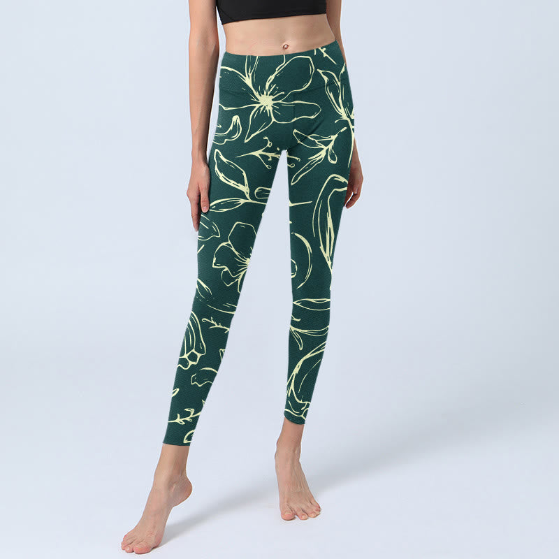 Leggings de yoga para mujer con estampado de pétalos florales grandes y Buddha Stones - image 6