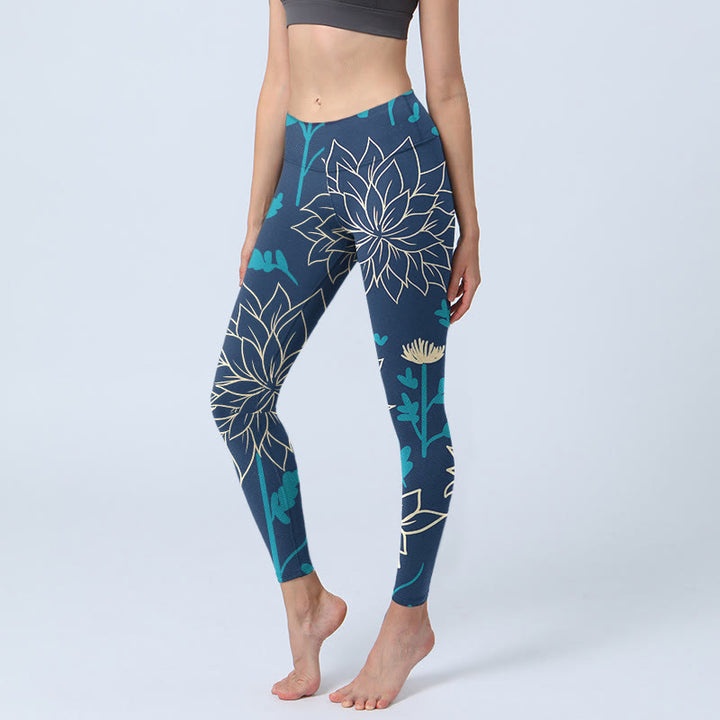 Leggings de yoga para mujer con estampado de Buddha Stones - Azul acero - US18，UK/AU22，EU50 (4XL) - image 0