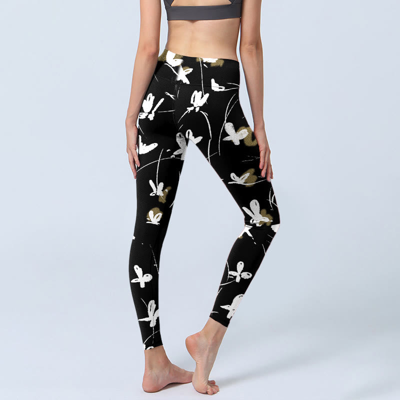 Leggings de yoga para mujer con estampado de mariposas blancas y Buddha Stones - image 4
