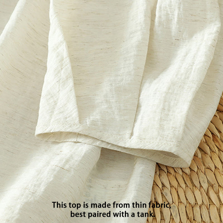 Camisa blanca lisa con botones y manga tres cuartos para mujer Buddha Stones - image 7