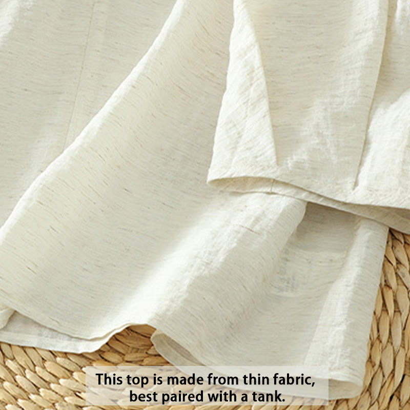 Camisa blanca lisa con botones y manga tres cuartos para mujer Buddha Stones - image 8