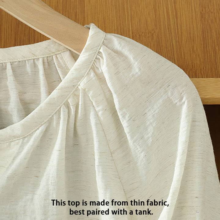 Camisa blanca lisa con botones y manga tres cuartos para mujer Buddha Stones - image 5