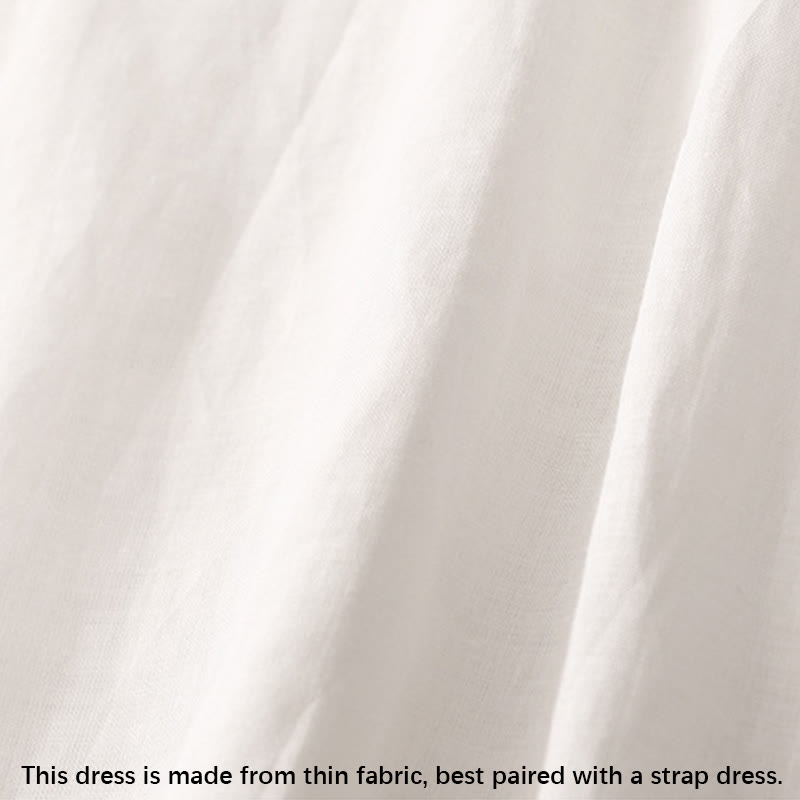 Vestido midi de verano para mujer de algodón y lino con cuello en V y botones de rana, manga corta y estampado de Buddha Stones