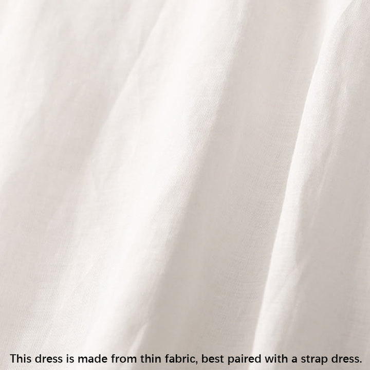 Vestido midi de verano para mujer de algodón y lino con cuello en V y botones de rana, manga corta y estampado de Buddha Stones
