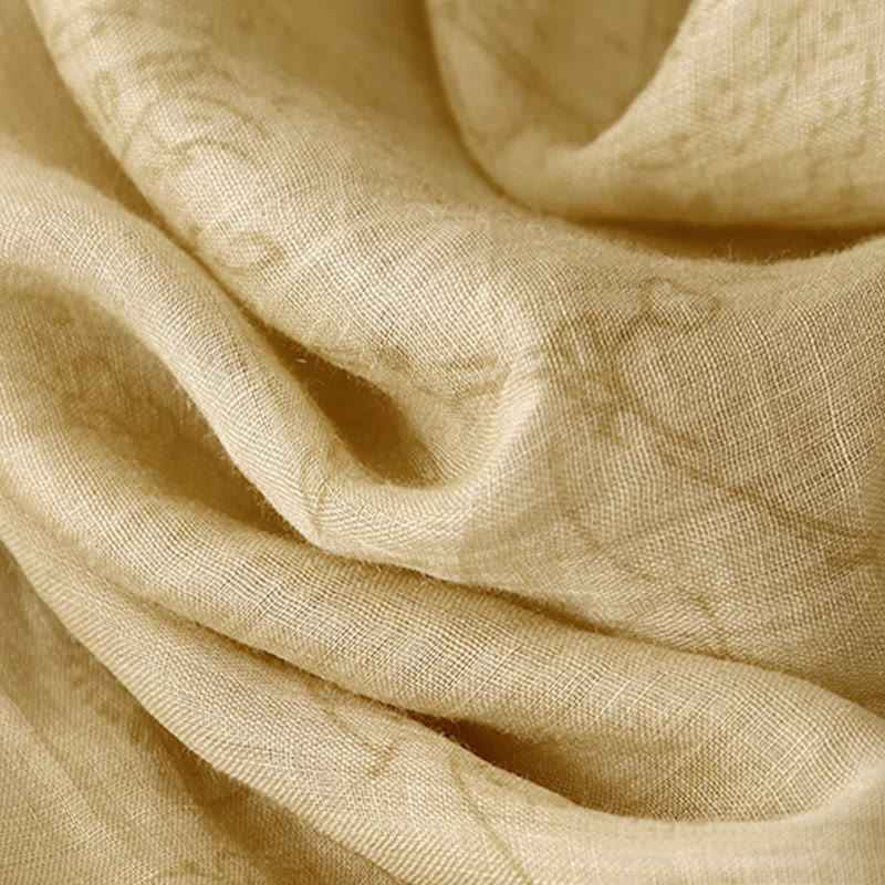 Vestido midi de verano de algodón y lino con cuello en V, mangas cortas y cordones para mujer, con bolsillos y estampado de Buddha Stones - image 9