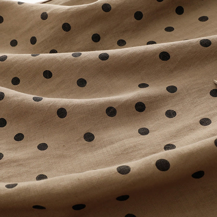 Vestido midi de verano de algodón y lino con cuello en V, lunares y cordones para mujer, con bolsillos, de Buddha Stones - image 7