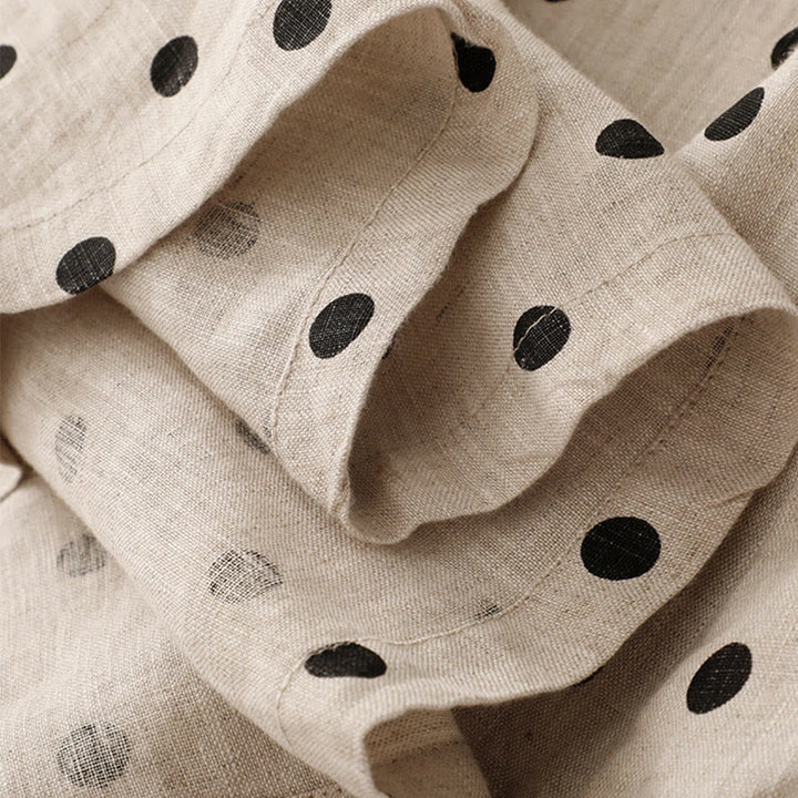 Vestido midi de verano de algodón y lino con cuello en V, lunares y cordones para mujer, con bolsillos, de Buddha Stones - image 18