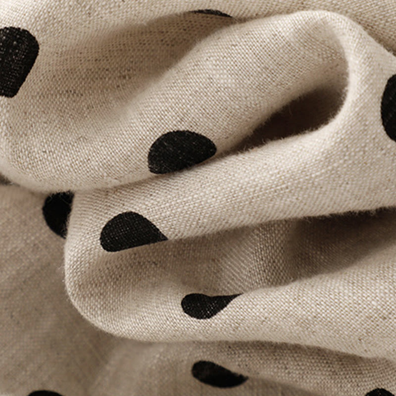 Vestido midi de verano de algodón y lino con cuello en V, lunares y cordones para mujer, con bolsillos, de Buddha Stones - image 19