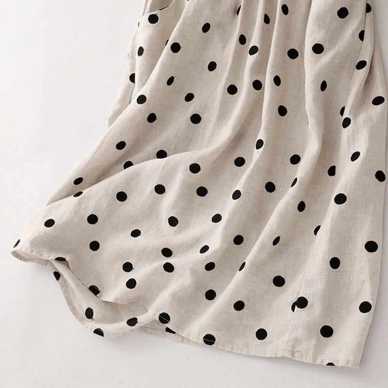 Vestido midi de mujer con estampado de Buddha Stones, lunares, escote en V, cordones y bolsillos. - image 14