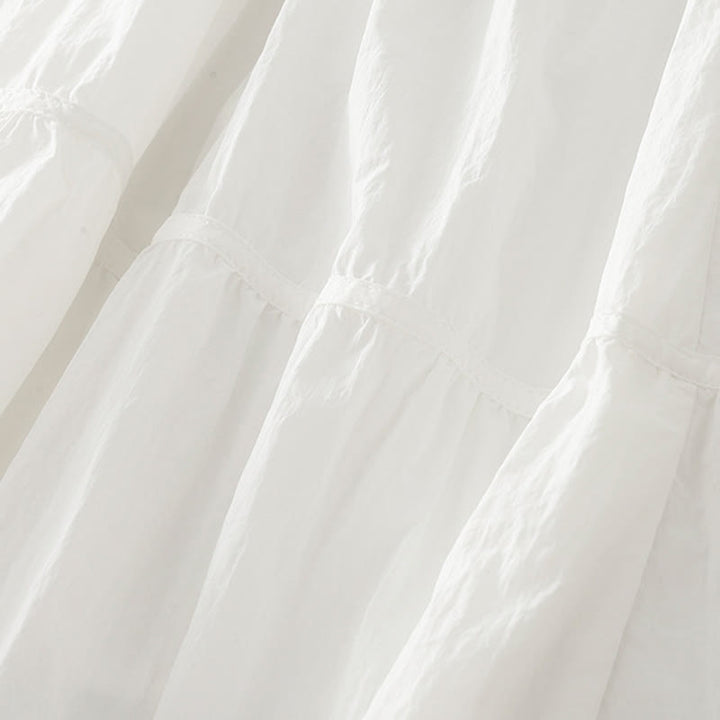 Falda de mujer con cintura elástica y bolsillos de Buddha Stones, líneas sencillas - image 5