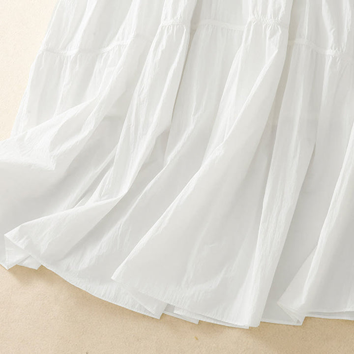 Falda de mujer con cintura elástica y bolsillos de Buddha Stones, líneas sencillas - image 8