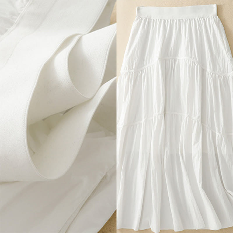 Falda de mujer con cintura elástica y bolsillos de Buddha Stones, líneas sencillas - image 9