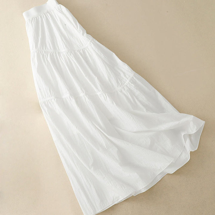 Falda de mujer con cintura elástica y bolsillos de Buddha Stones, líneas sencillas - image 2