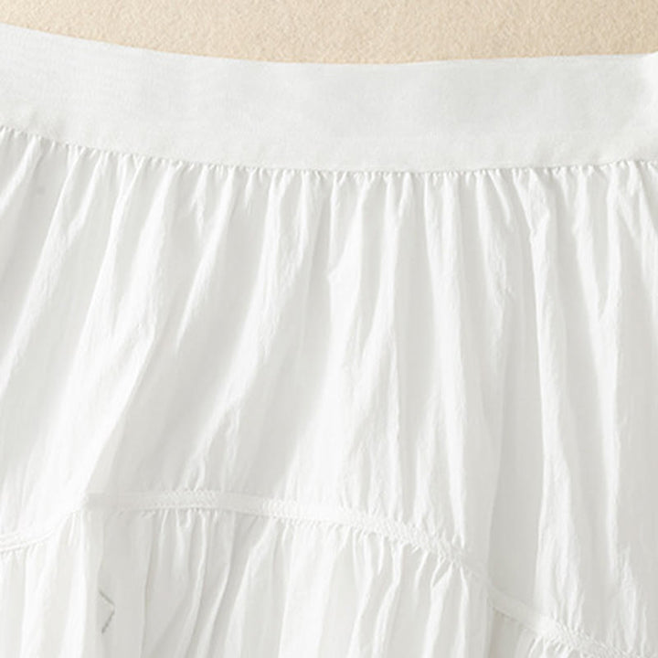 Falda de mujer con cintura elástica y bolsillos de Buddha Stones, líneas sencillas - image 4