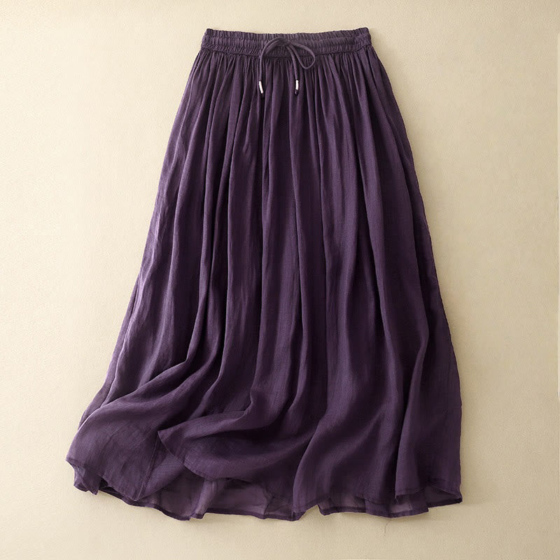 Falda de verano con cordón ajustable y cintura elástica de color liso para mujer con Buddha Stones - Magenta oscuro - US8-10，UK/AU12-14，EU40-42 (2XL) - image 9