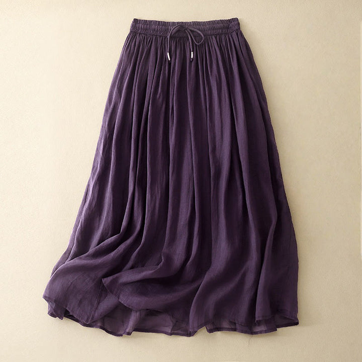 Falda de verano con cordón ajustable y cintura elástica de color liso para mujer con Buddha Stones - Magenta oscuro - US8-10，UK/AU12-14，EU40-42 (2XL) - image 9
