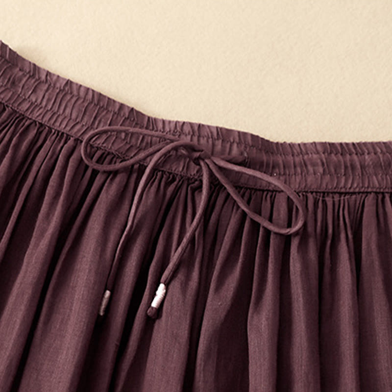 Falda de verano con cordón ajustable y cintura elástica de color liso para mujer con Buddha Stones - image 17