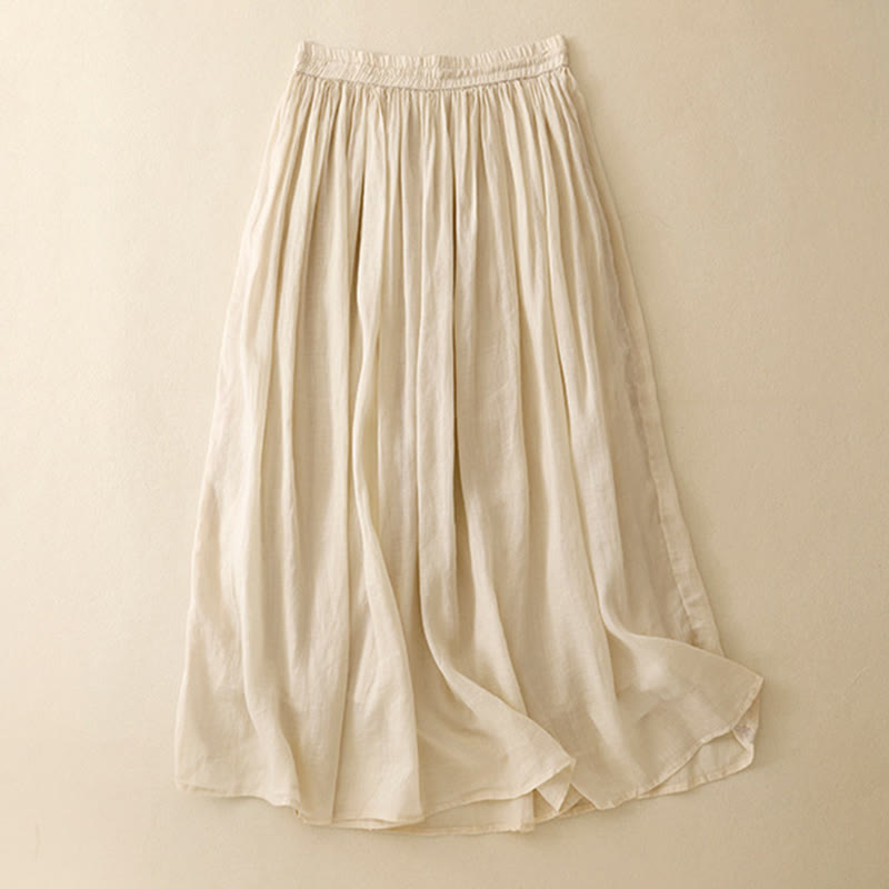 Falda de verano con cordón ajustable y cintura elástica de color liso para mujer con Buddha Stones - image 21