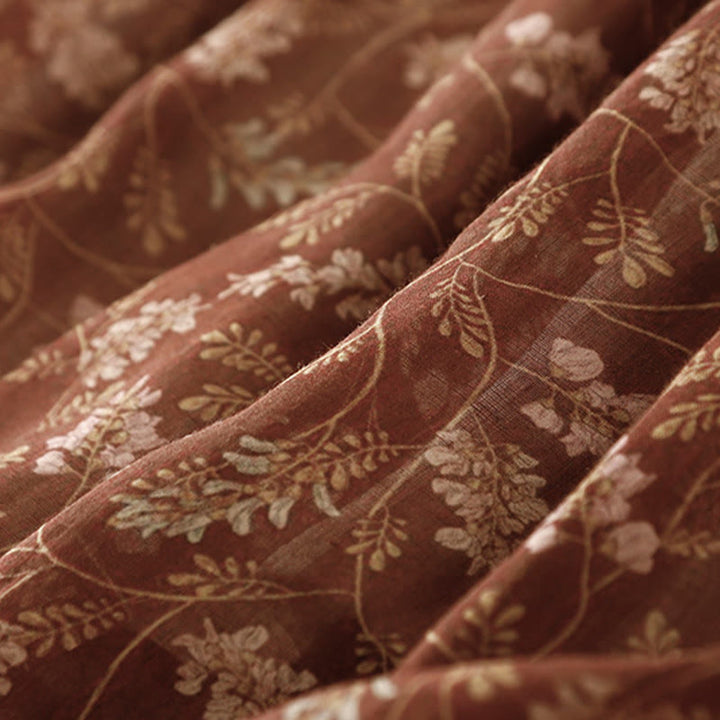 Falda de lino y algodón con cintura elástica para mujer, con estampado floral de Buddha Stones y bolsillos. - image 8