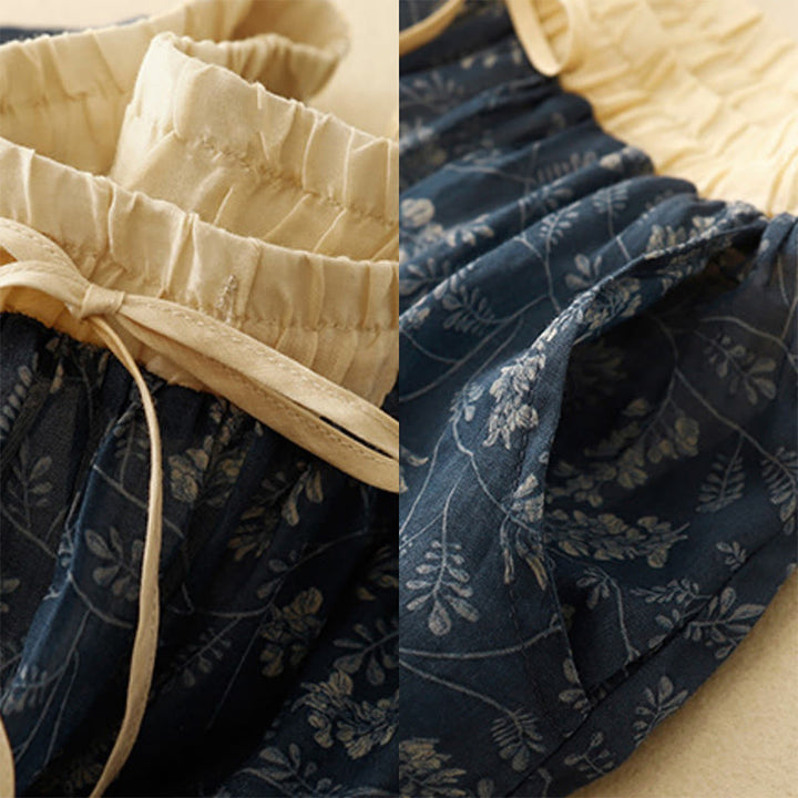 Falda de lino y algodón con cintura elástica para mujer, con estampado floral de Buddha Stones y bolsillos. - image 13