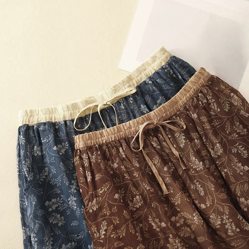 Falda de mujer con estampado floral de Buddha Stones , corte en A, cintura elástica y bolsillos. - image 10