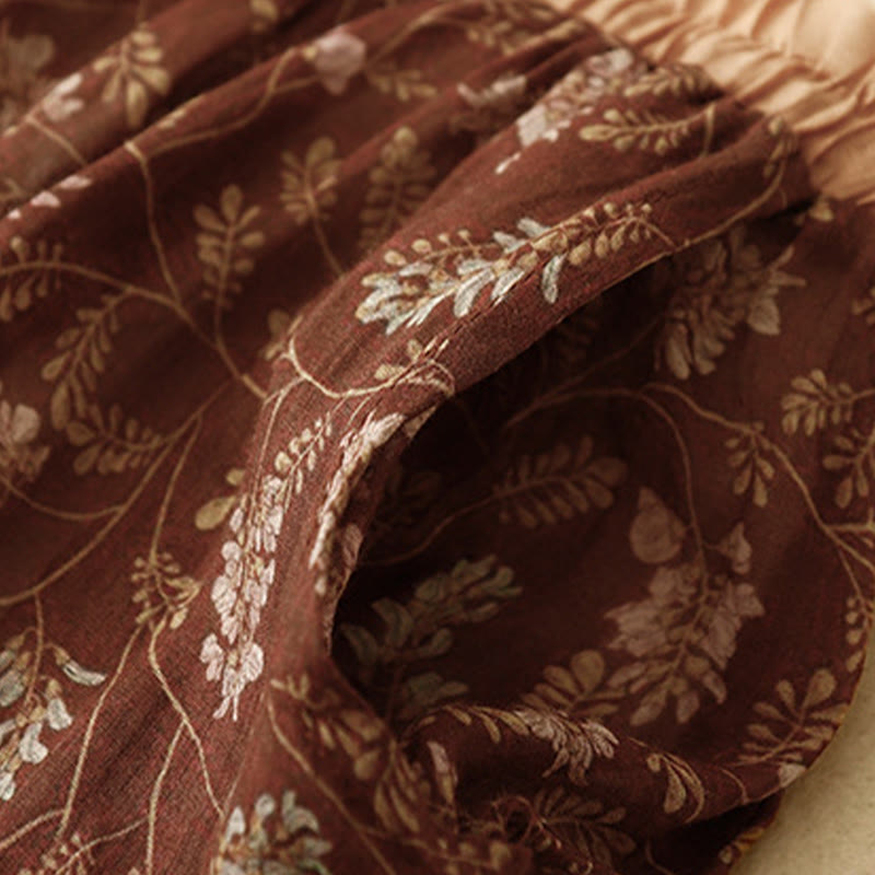 Falda de lino y algodón con cintura elástica para mujer, con estampado floral de Buddha Stones y bolsillos. - image 4