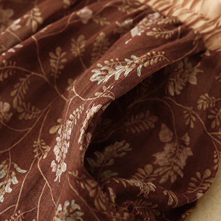 Falda de lino y algodón con cintura elástica para mujer, con estampado floral de Buddha Stones y bolsillos. - image 4