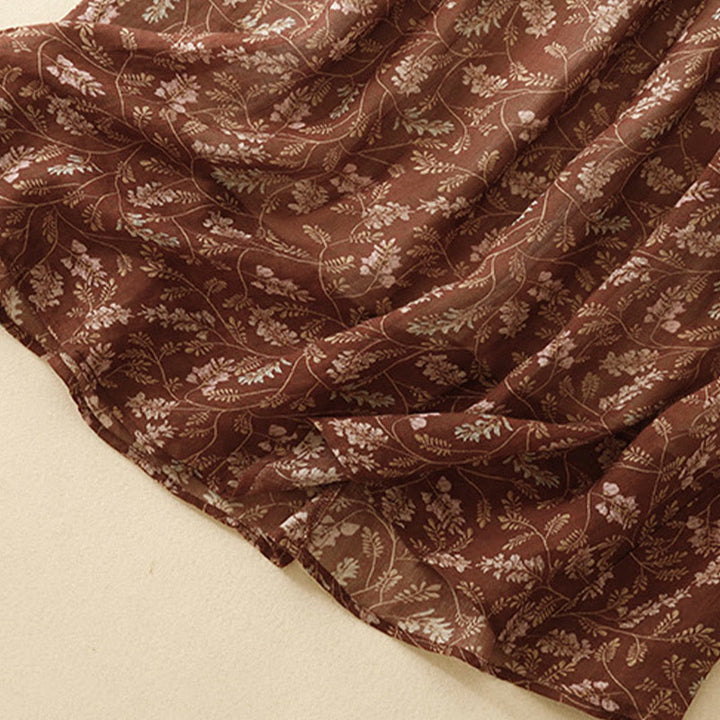 Falda de lino y algodón con cintura elástica para mujer, con estampado floral de Buddha Stones y bolsillos. - image 9