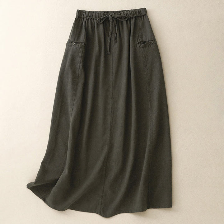 Falda de mujer con cintura elástica y corte en A, con cordón ajustable y estampado de Buddha Stones. - Gris oscuro - US8-10，UK/AU12-14，EU40-42 (2XL) - image 14