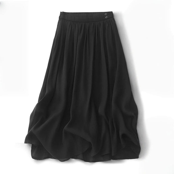Falda plisada sencilla con cintura elástica y bolsillos para mujer con Buddha Stones